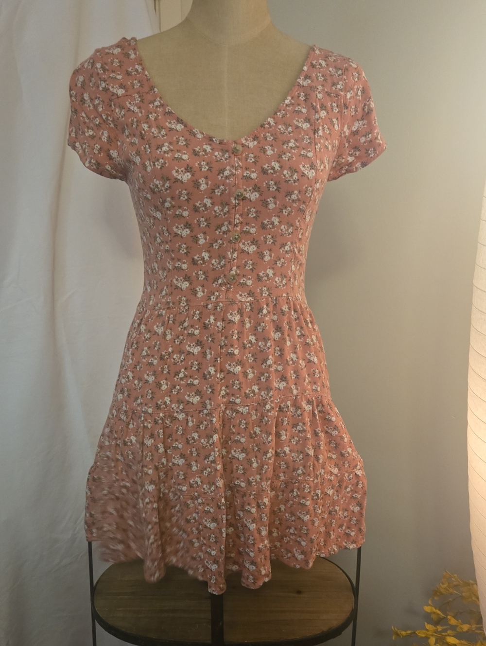 Hollister Rose Pink Floral Mini Dress Size Small